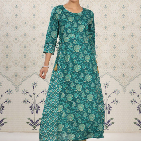 Ode by House of Pataudi Floral Printed Pure Cotton Kurta - Distacart