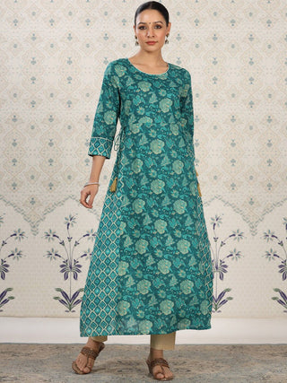 Ode by House of Pataudi Floral Printed Pure Cotton Kurta - Distacart