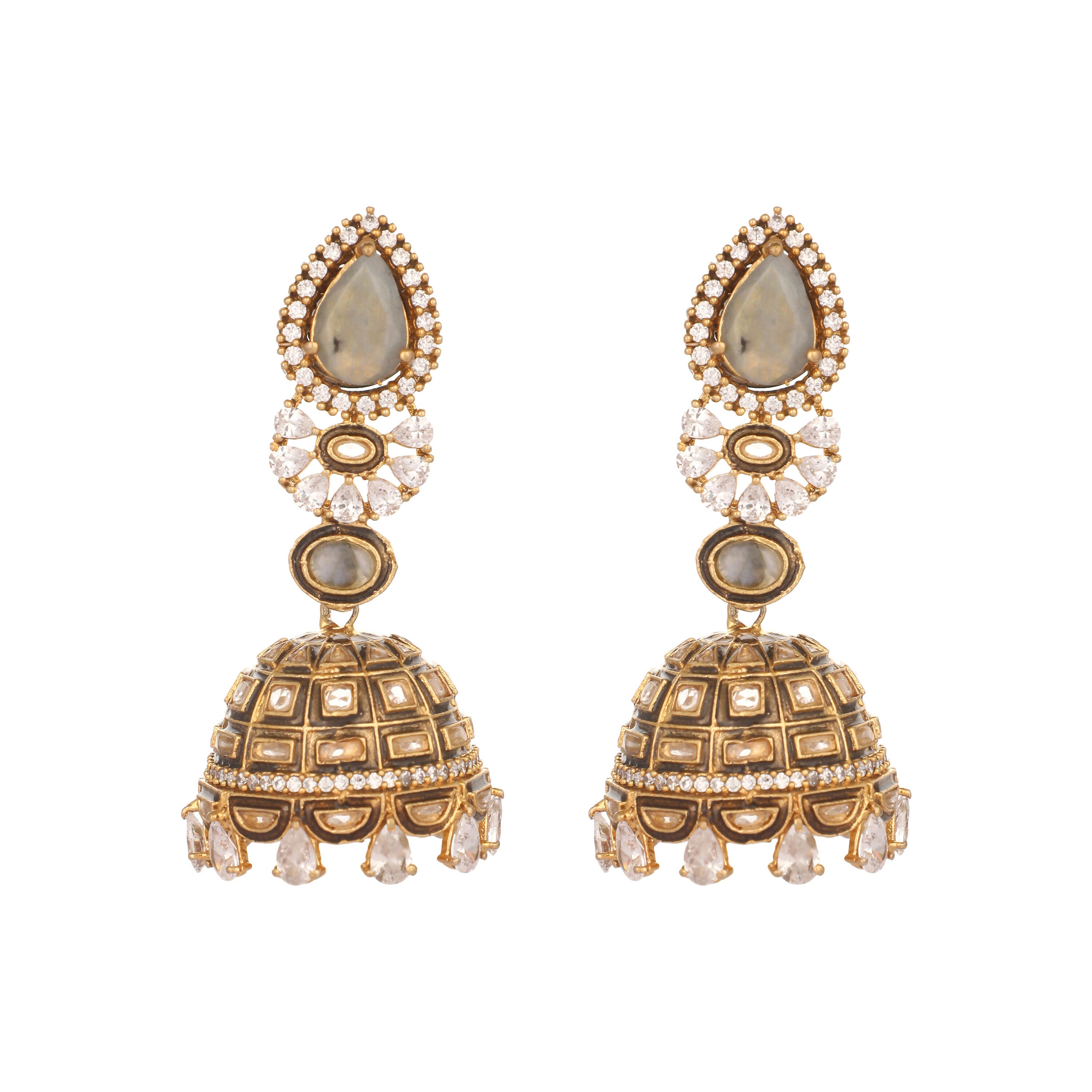 Nuyug 22K Gold Plated Aureate Swirl Jhumki Earrings