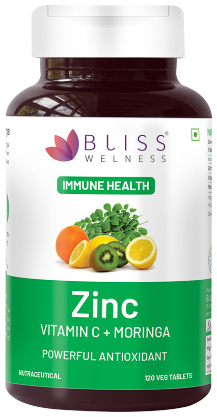 bliss welness immune health zinc vitamin c moringa veg tablet