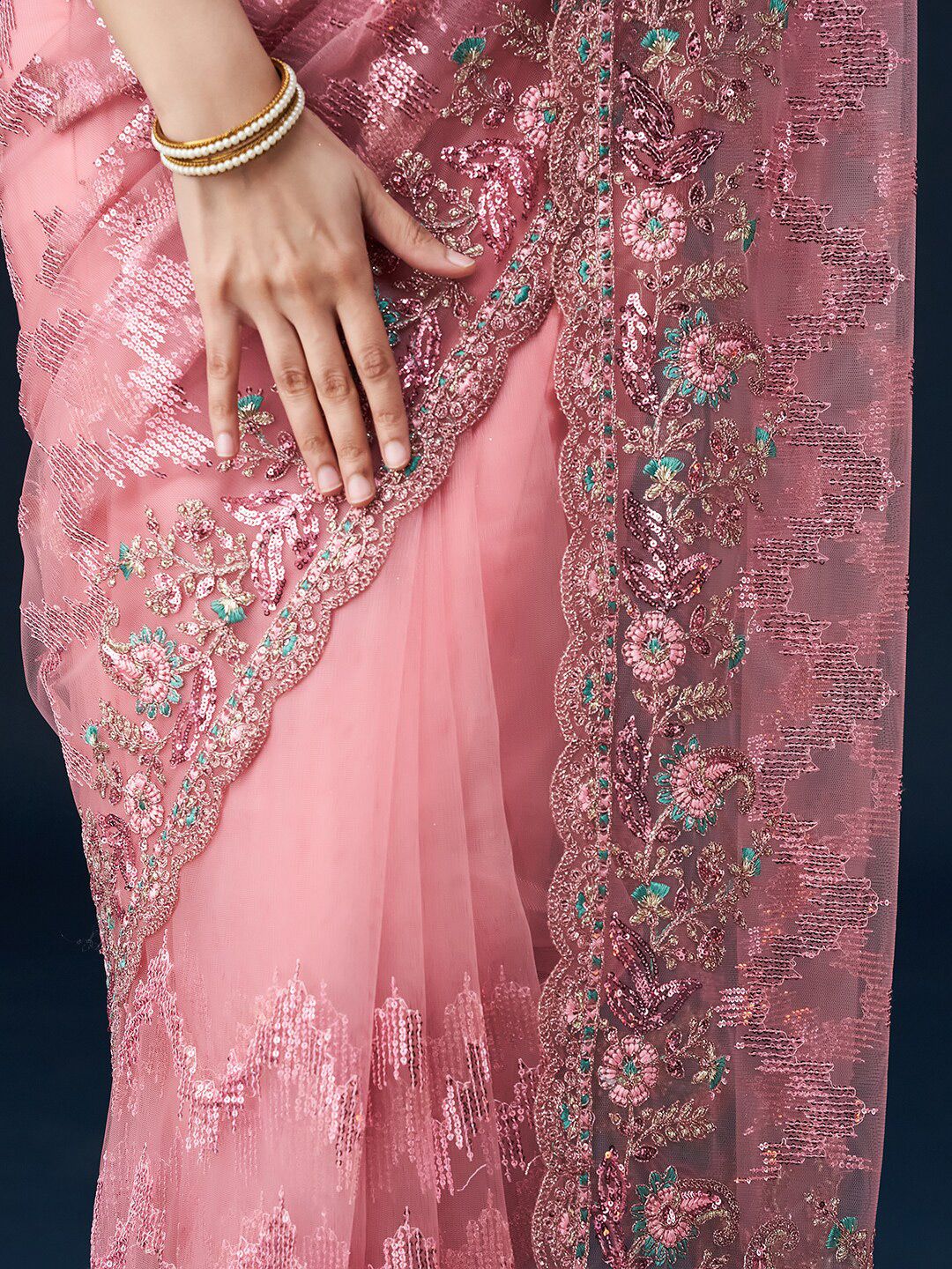Buy kasee Embellished Neted Sarees Online At Low Price