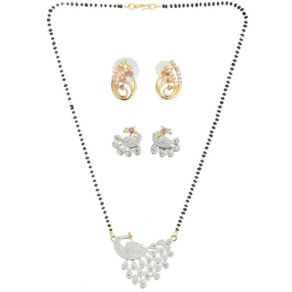 AanyaCentric Gold Plated Mangalsutra with Pendant, 2 Pair Earrings - Distacart