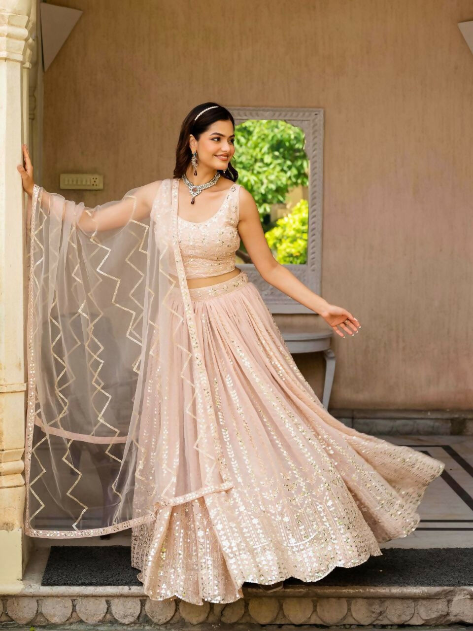 Lehenga Mart Designer Indian Wedding Lehenga Choli-Light Pink - Distacart