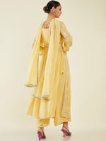 Thumbnail for Soch Floral Embroidered Mirror Work Kurta With Palazzos & Dupatta - Distacart