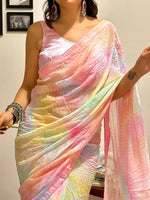 Thumbnail for Anouk Embellished Sequinned Pure Georgette Designer Saree - Distacart