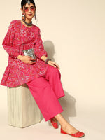 Thumbnail for Anouk Geometric Pure Cotton Short Kurti with Flared Pants - Distacart