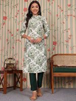 Thumbnail for Ode by House of Pataudi Ethnic Motifs Printed Regular Chanderi Silk Kurta with Trousers - Distacart