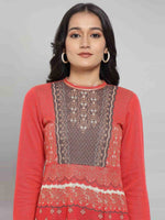 Thumbnail for AURELIA Women Red & White Ethnic Motifs Midi Dress