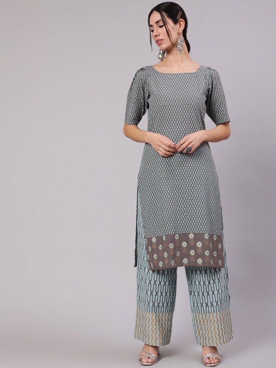 Aks Paisley Printed Straight Kurta With Palazzos - Distacart