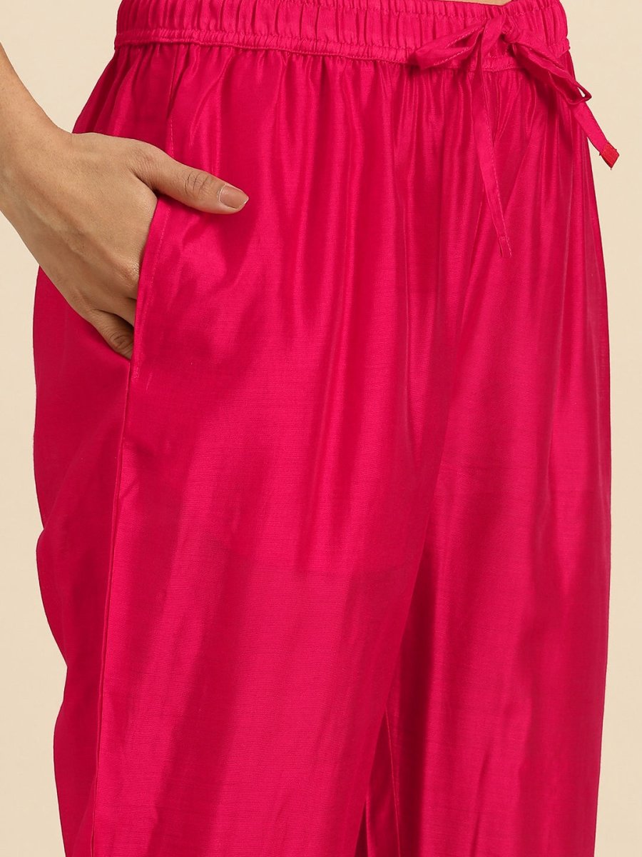 All About You Ethnic Motifs Embroidered Chanderi Silk Kurta with Trousers & With Dupatta - Distacart