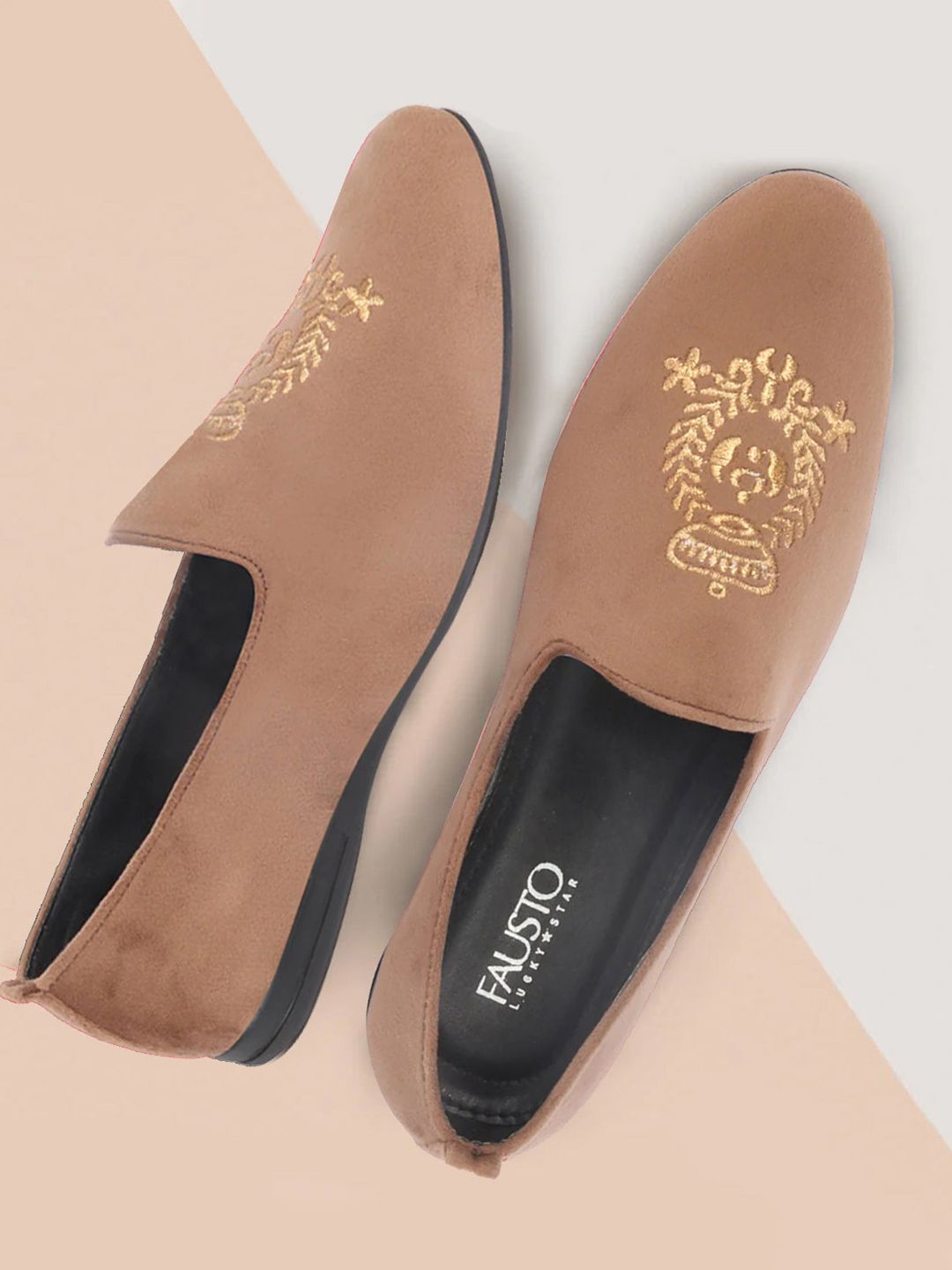 FAUSTO Men Embroidered Lightweight Velvet Mojaris