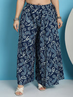 Thumbnail for TAG 7 Women Paisley Printed Flared Palazzos