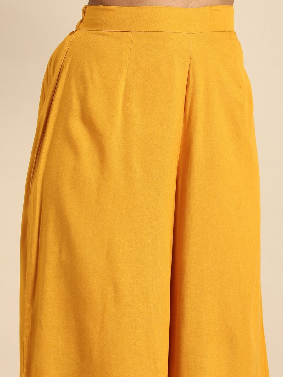 All About You Women Yellow Floral Printed Pure Cotton Kurta with Palazzos - Distacart