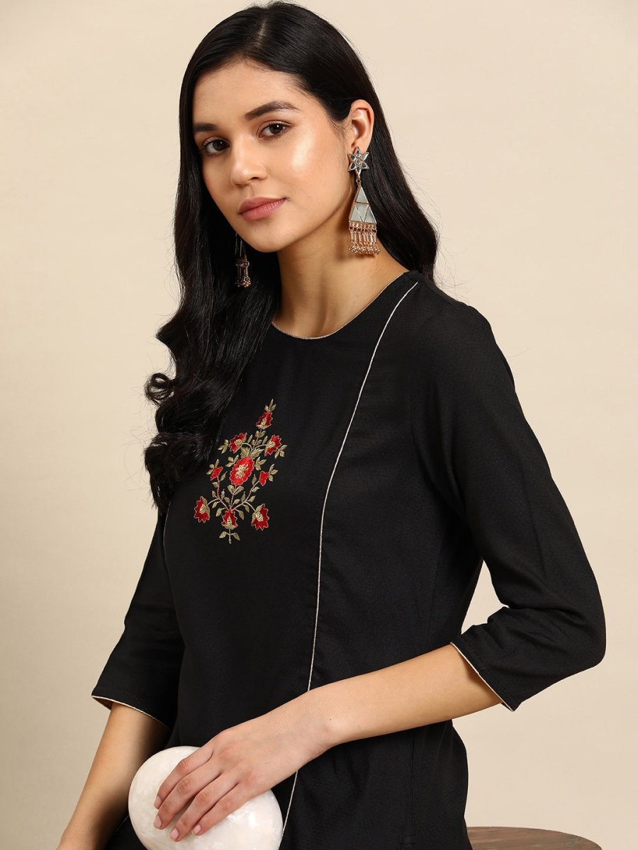 All About You Women Floral Embroidered Kurta - Distacart