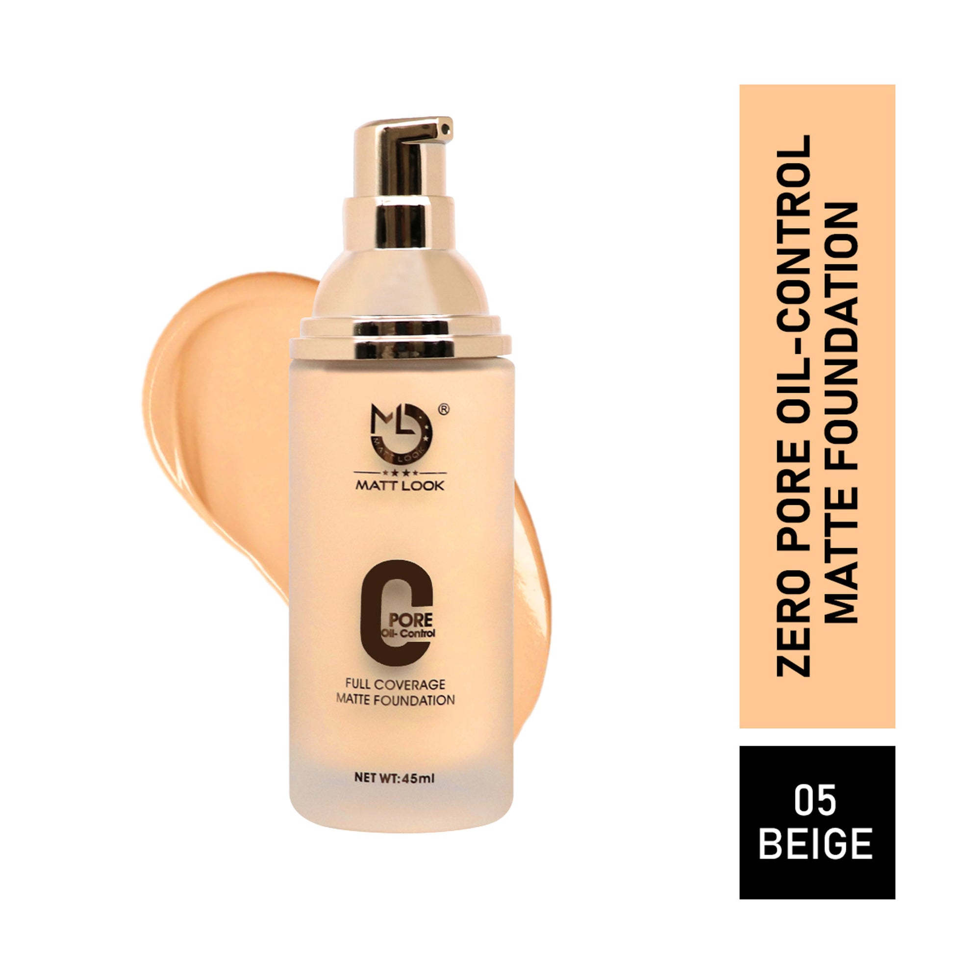 Matt Look Zero Pore Oil Control Full Coverage Matte Foundation - Beige - Distacart