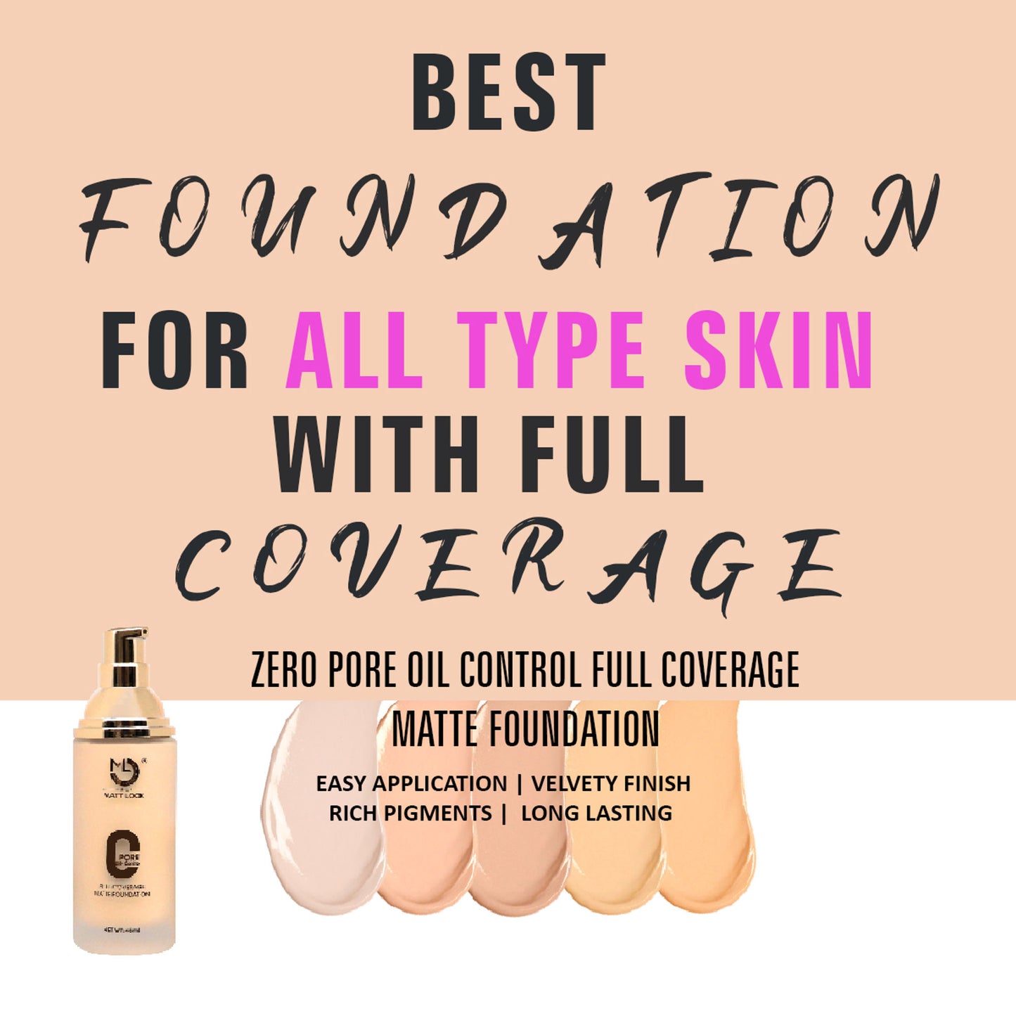 Matt Look Zero Pore Oil Control Full Coverage Matte Foundation - Beige - Distacart