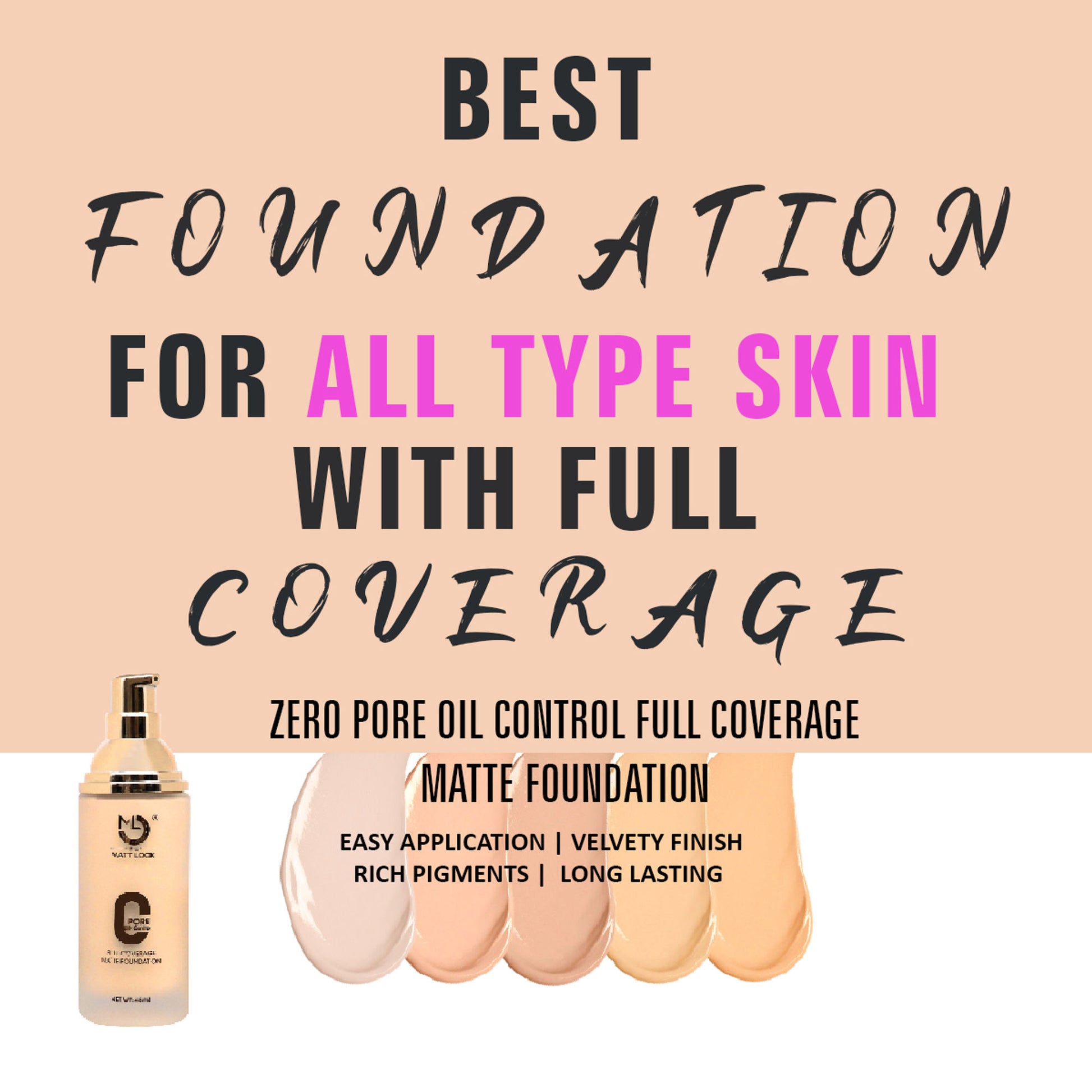 Matt Look Zero Pore Oil Control Full Coverage Matte Foundation - Beige - Distacart