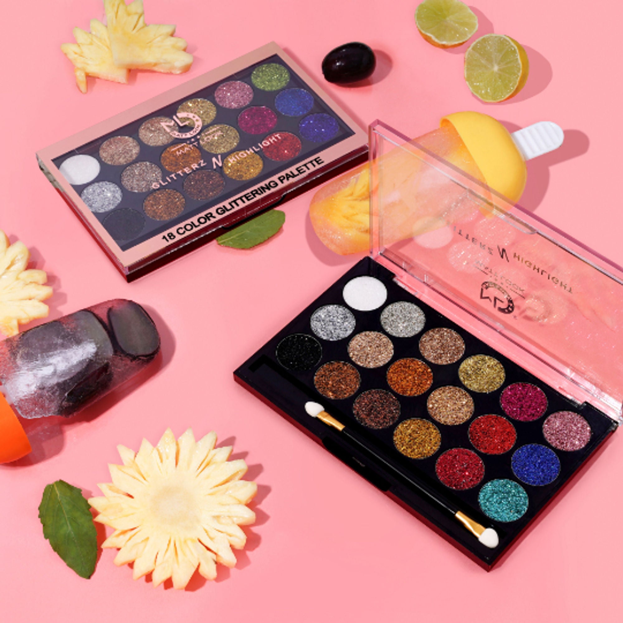 Matt Look Glitterz N Highlight 18 Color Glittering Eyeshadow Palette - Limited