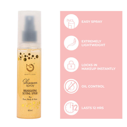 Matt Look Shimmer Highlighting Setting Spray - Gold 001 - Distacart