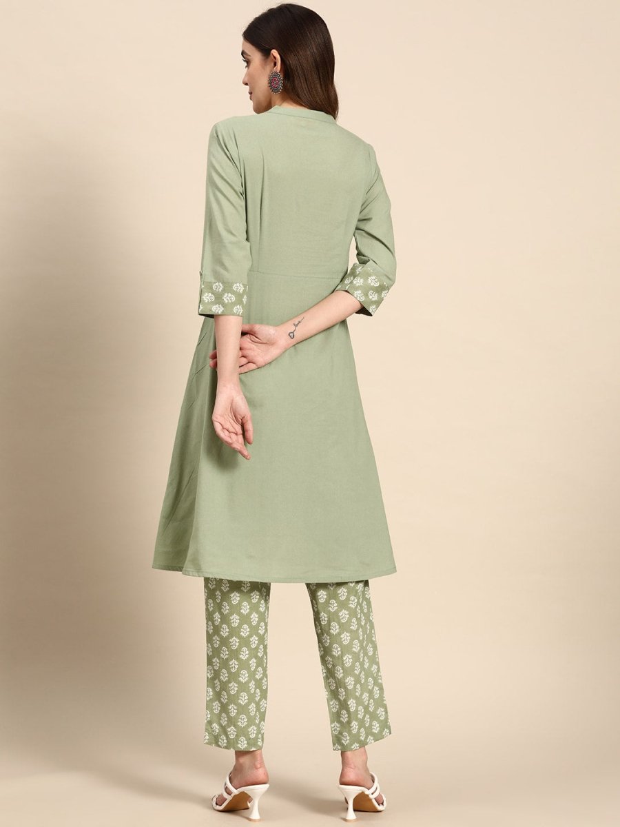 All About You Women Pure Cotton Ethnic Motifs Printed Kurta with Trousers - Distacart
