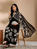 Thumbnail for Anouk Floral Printed Empire Thread Work Kurta with Trousers & Dupatta