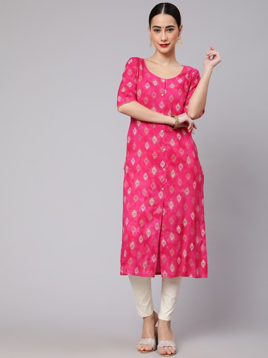 Aks Ethnic Motif Printed Cotton Straight Kurta - Distacart