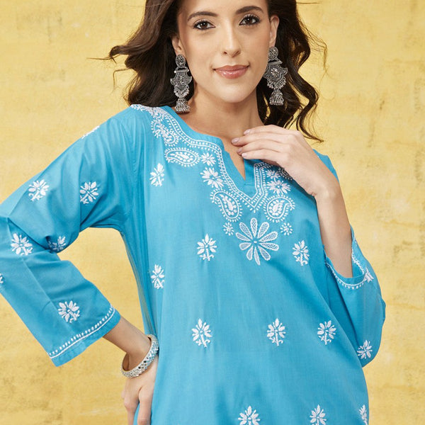 ADA Ethnic Motifs Embroidered Lucknowi Chikankari Kurta - Distacart