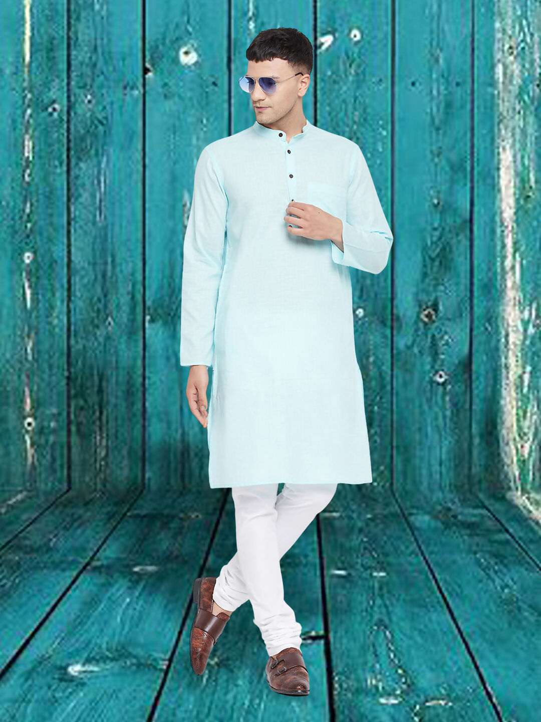 Even Apparels Men's Pure Cotton Blue Kurta - Distacart