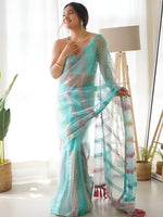 Thumbnail for Anouk Striped Sequinned Net Saree - Distacart