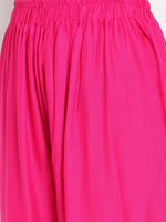 Thumbnail for TAG 7 Women Pink Solid Flared Palazzos