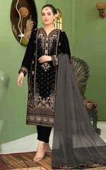 Thumbnail for Anaita Black Velvet Suit with Embroidery Sequence Work