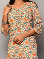 Thumbnail for Swasti Women Beige Geometric Printed Floral Kurta - Distacart