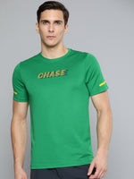 Thumbnail for Alcis Men Green & Yellow Typography Printed Slim Fit Running T-shirt - Distacart