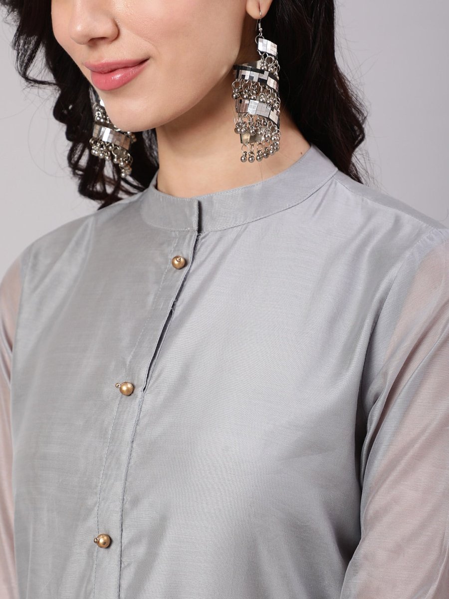 Aks Thread Work Chanderi Silk Kurta - Distacart