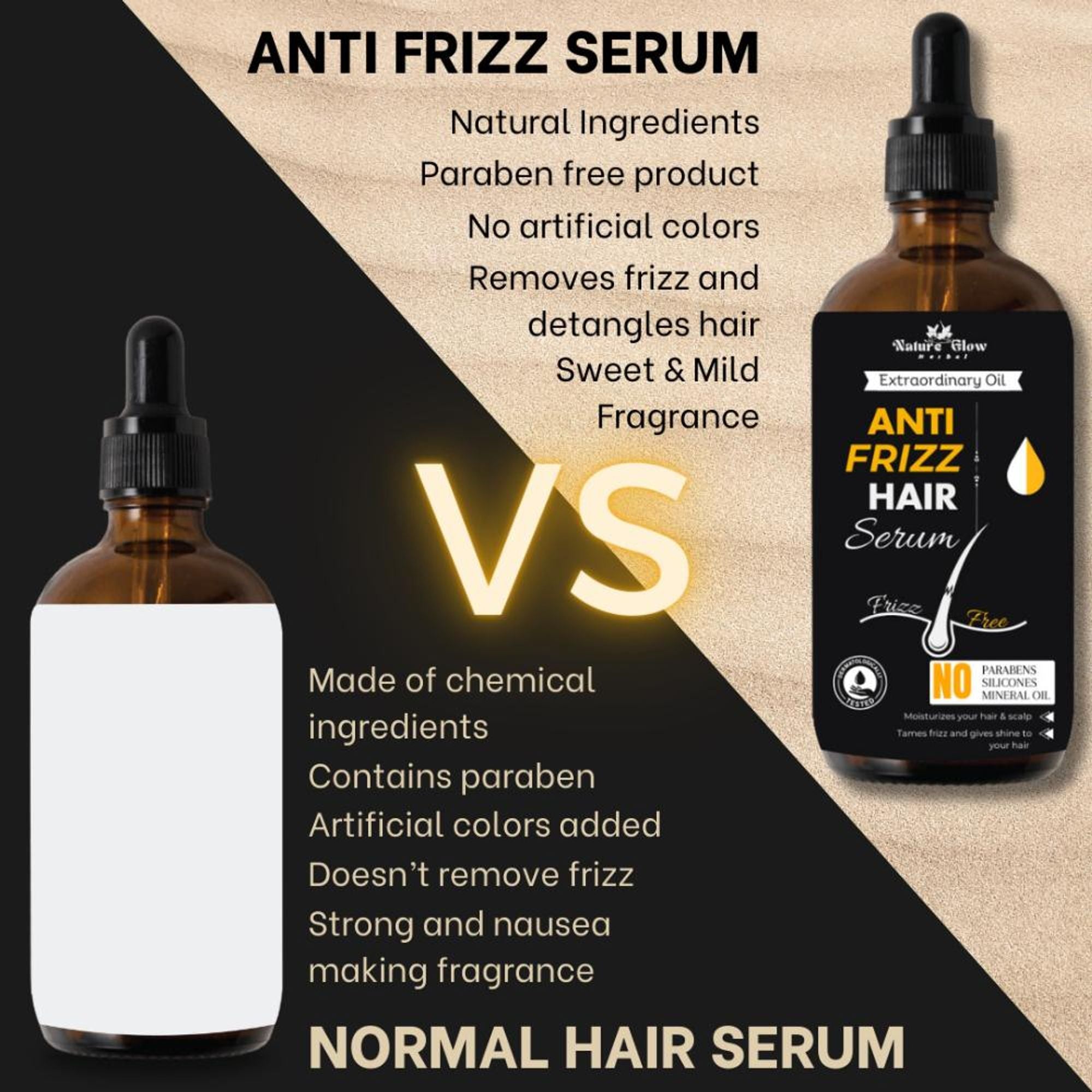 Nature Glow Herbal Anti Frizz Hair Serum - Distacart