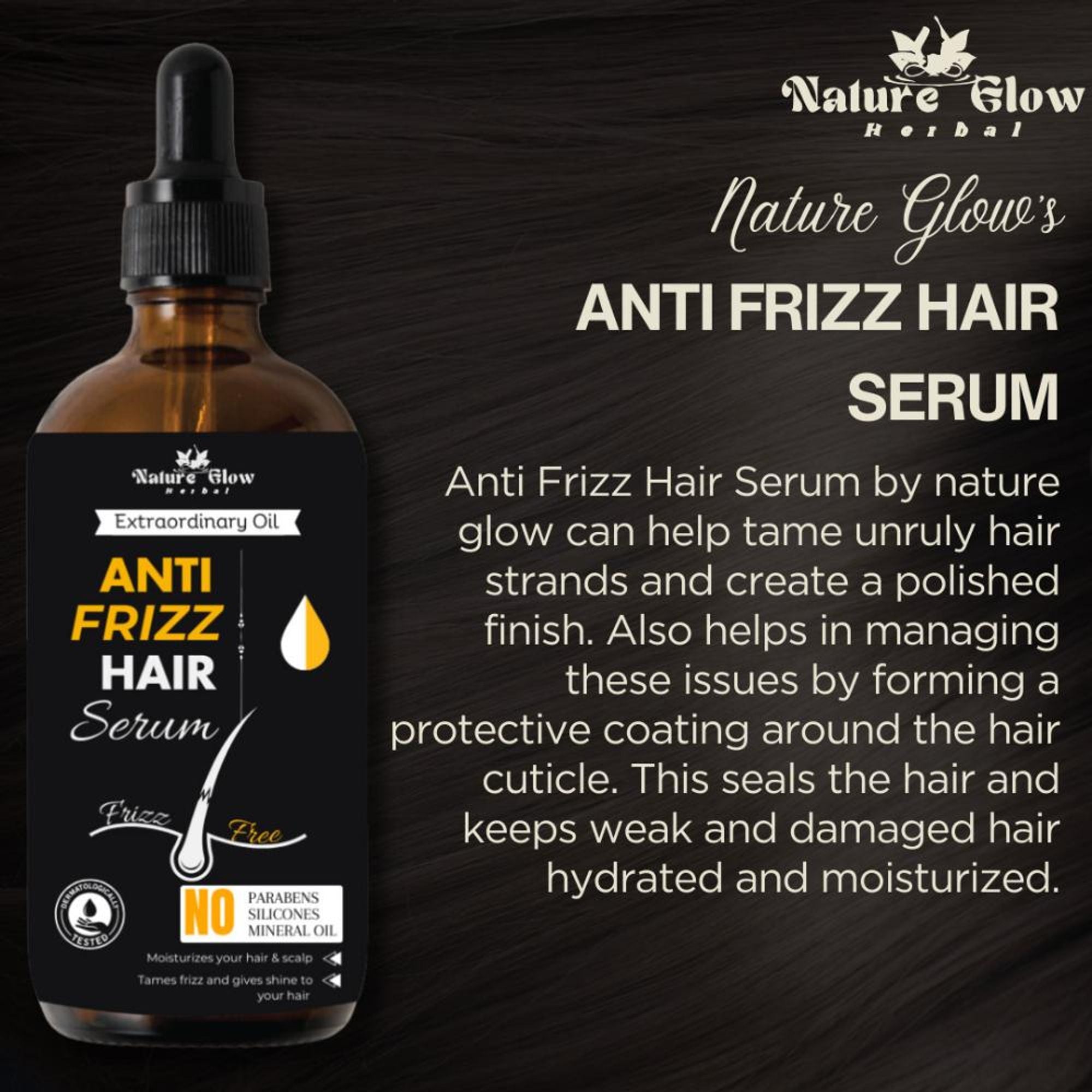 Nature Glow Herbal Anti Frizz Hair Serum - Distacart