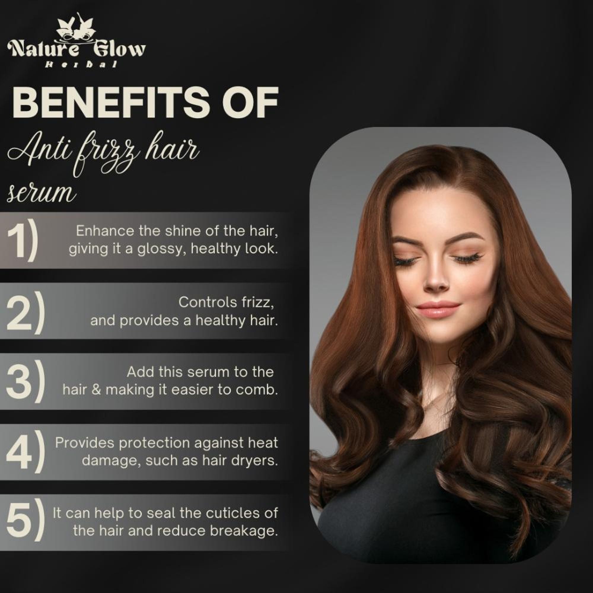 Nature Glow Herbal Anti Frizz Hair Serum - Distacart