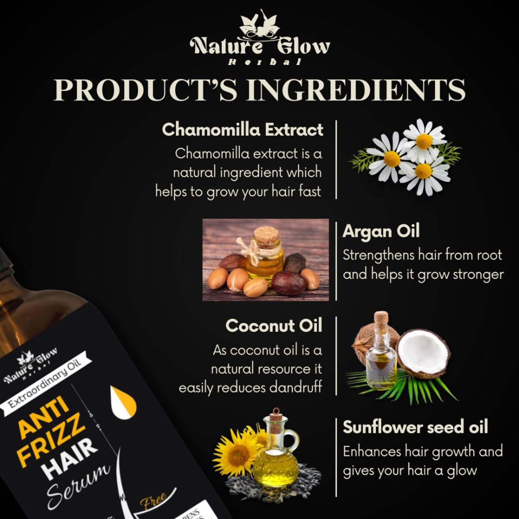 Nature Glow Herbal Anti Frizz Hair Serum - Distacart