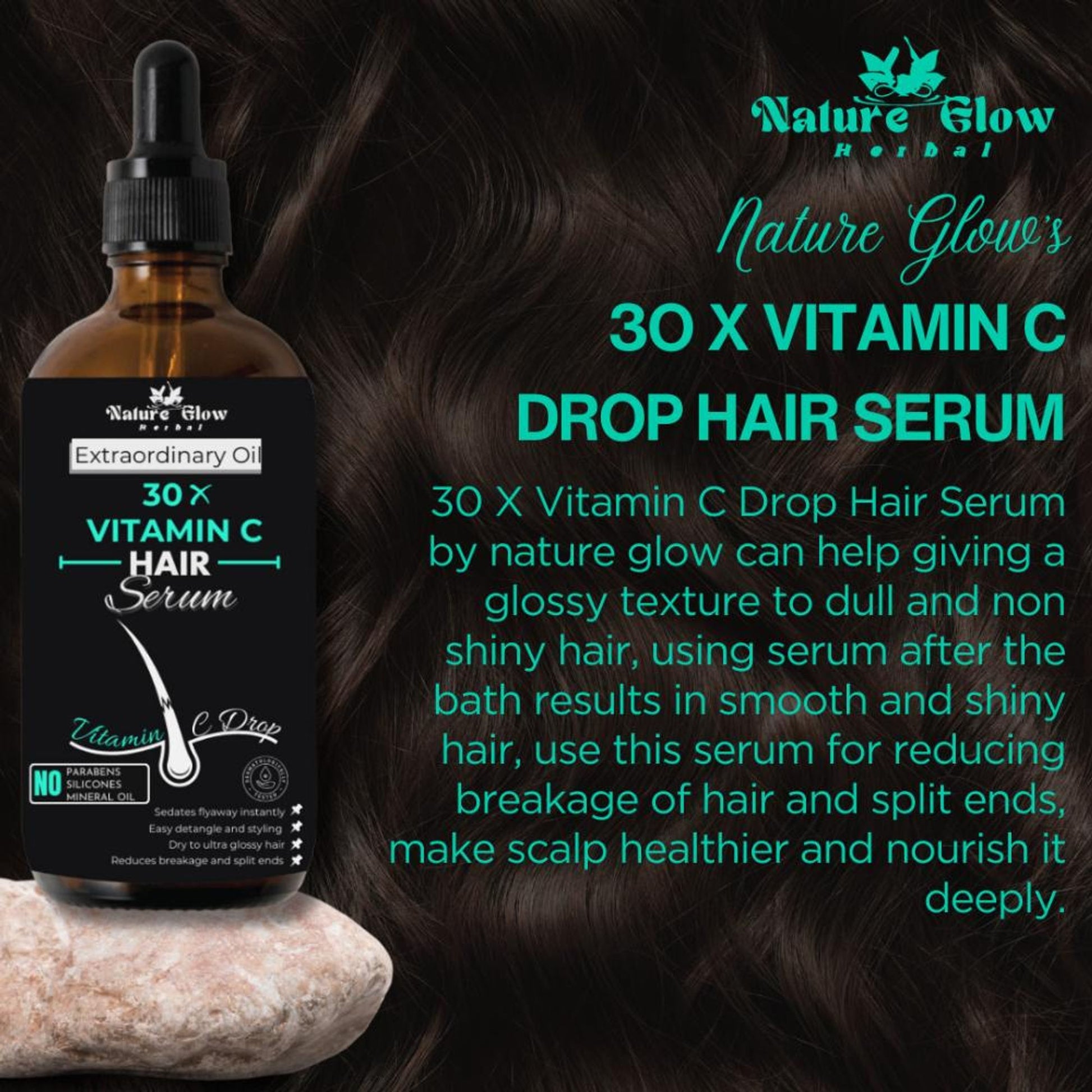 Nature Glow Herbal 30X Vitamin C Drop Hair Serum - Distacart