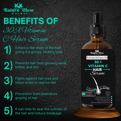 Nature Glow Herbal 30X Vitamin C Drop Hair Serum - Distacart