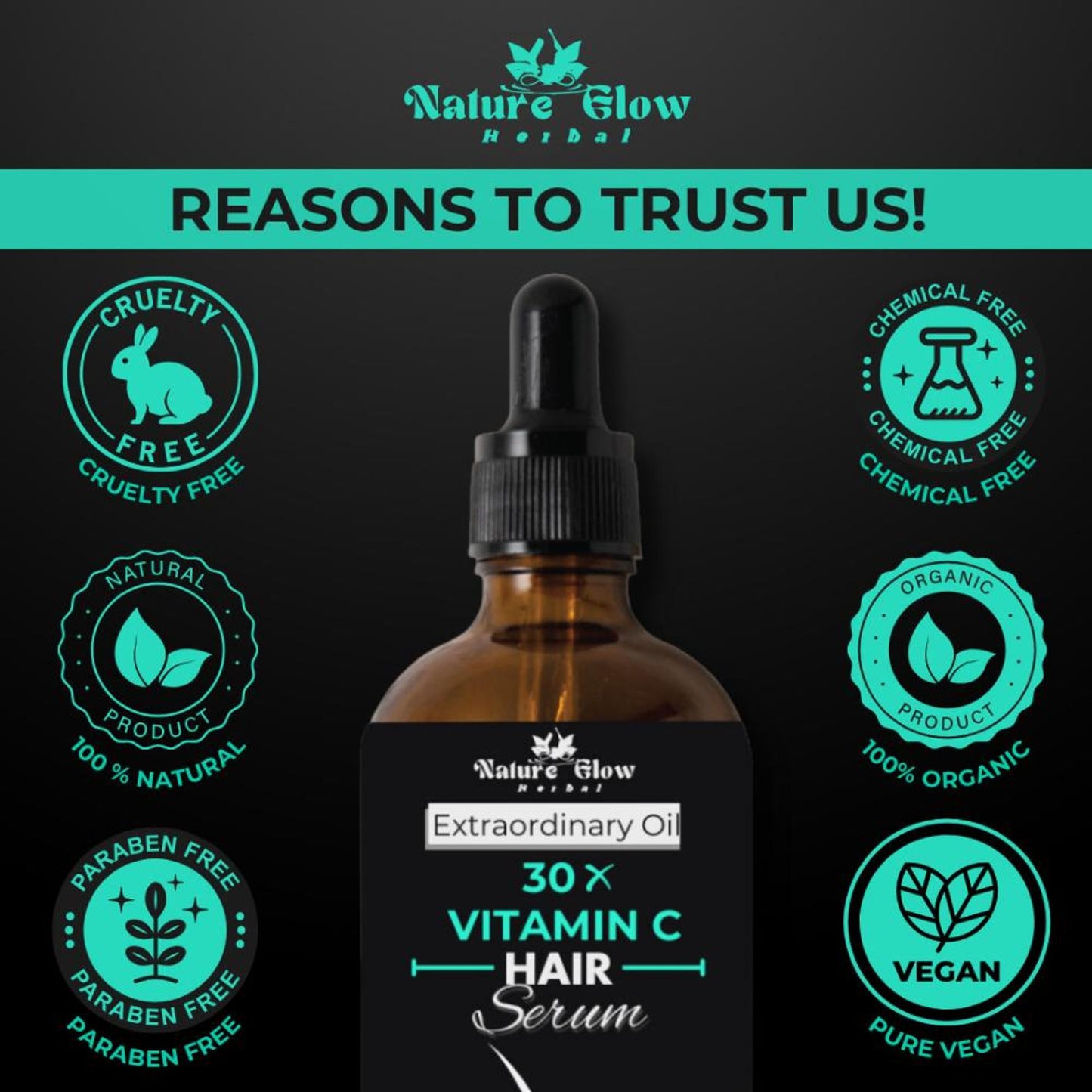Nature Glow Herbal 30X Vitamin C Drop Hair Serum - Distacart