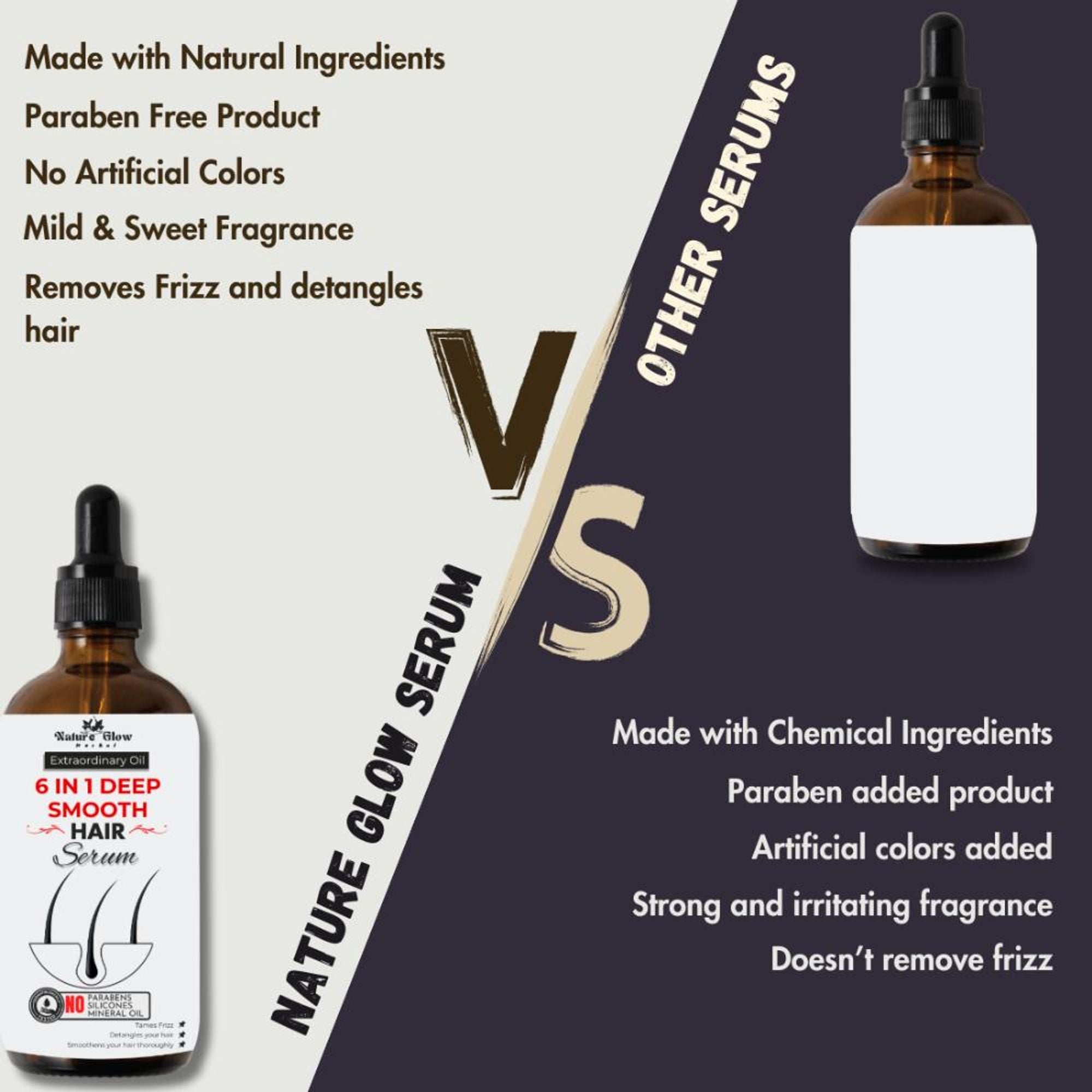 Nature Glow Herbal 6-In-1 Deep Smooth Hair Serum - Distacart