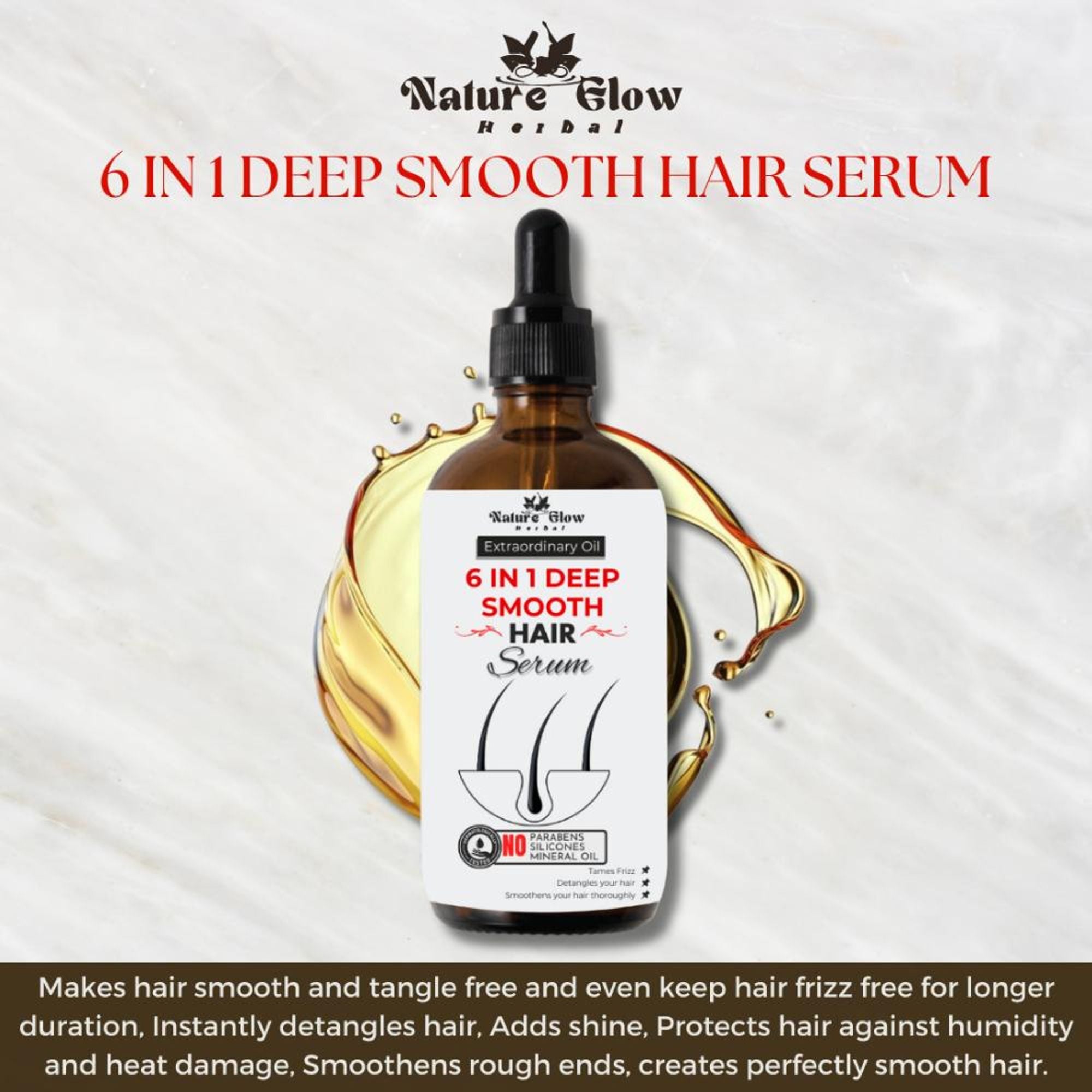Nature Glow Herbal 6-In-1 Deep Smooth Hair Serum - Distacart
