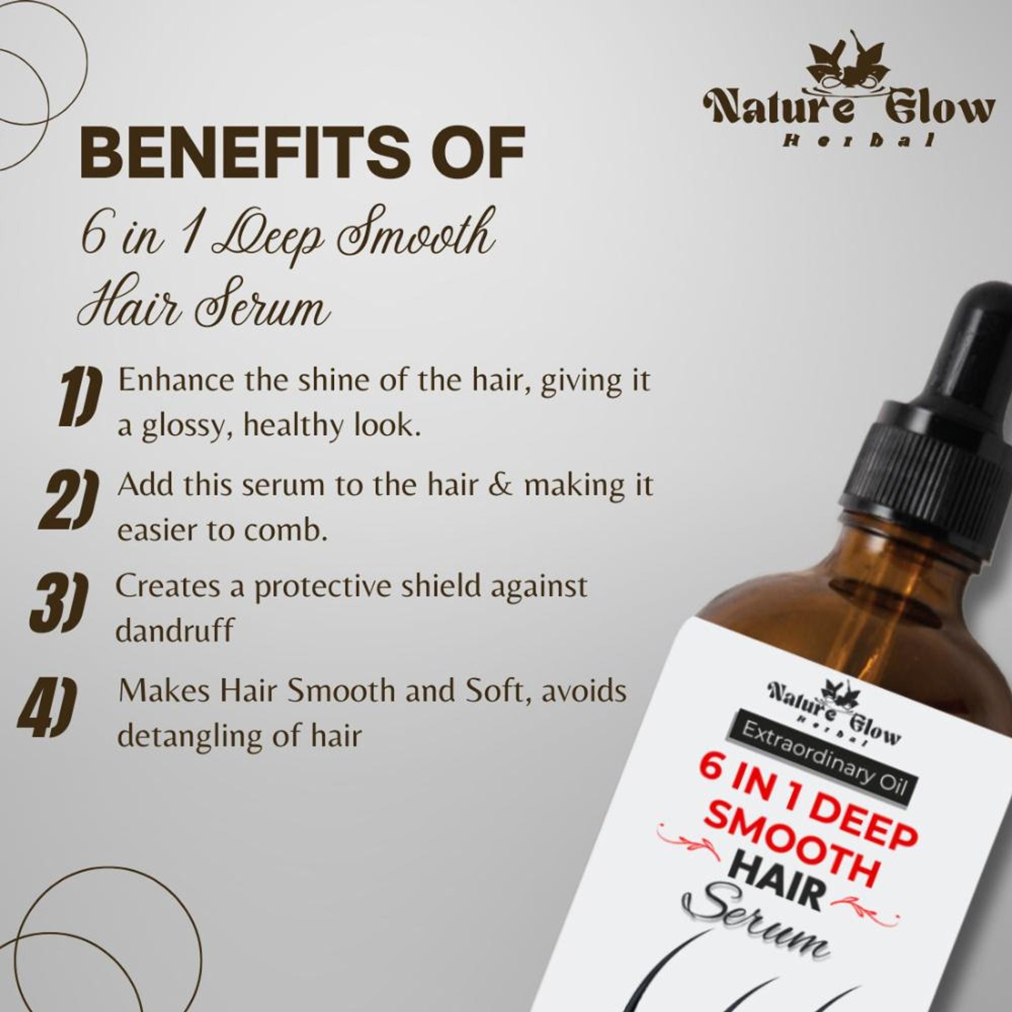 Nature Glow Herbal 6-In-1 Deep Smooth Hair Serum - Distacart