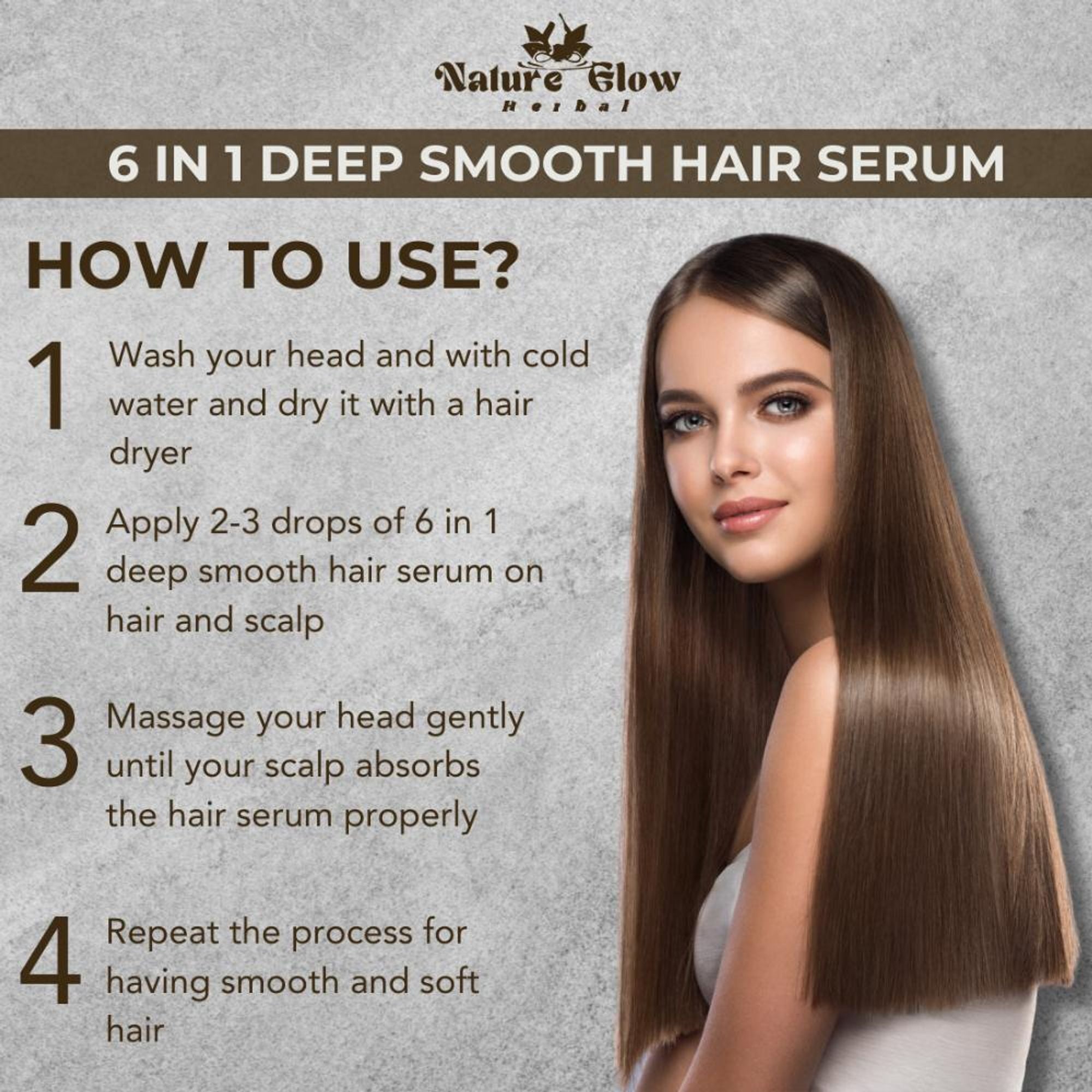 Nature Glow Herbal 6-In-1 Deep Smooth Hair Serum - Distacart
