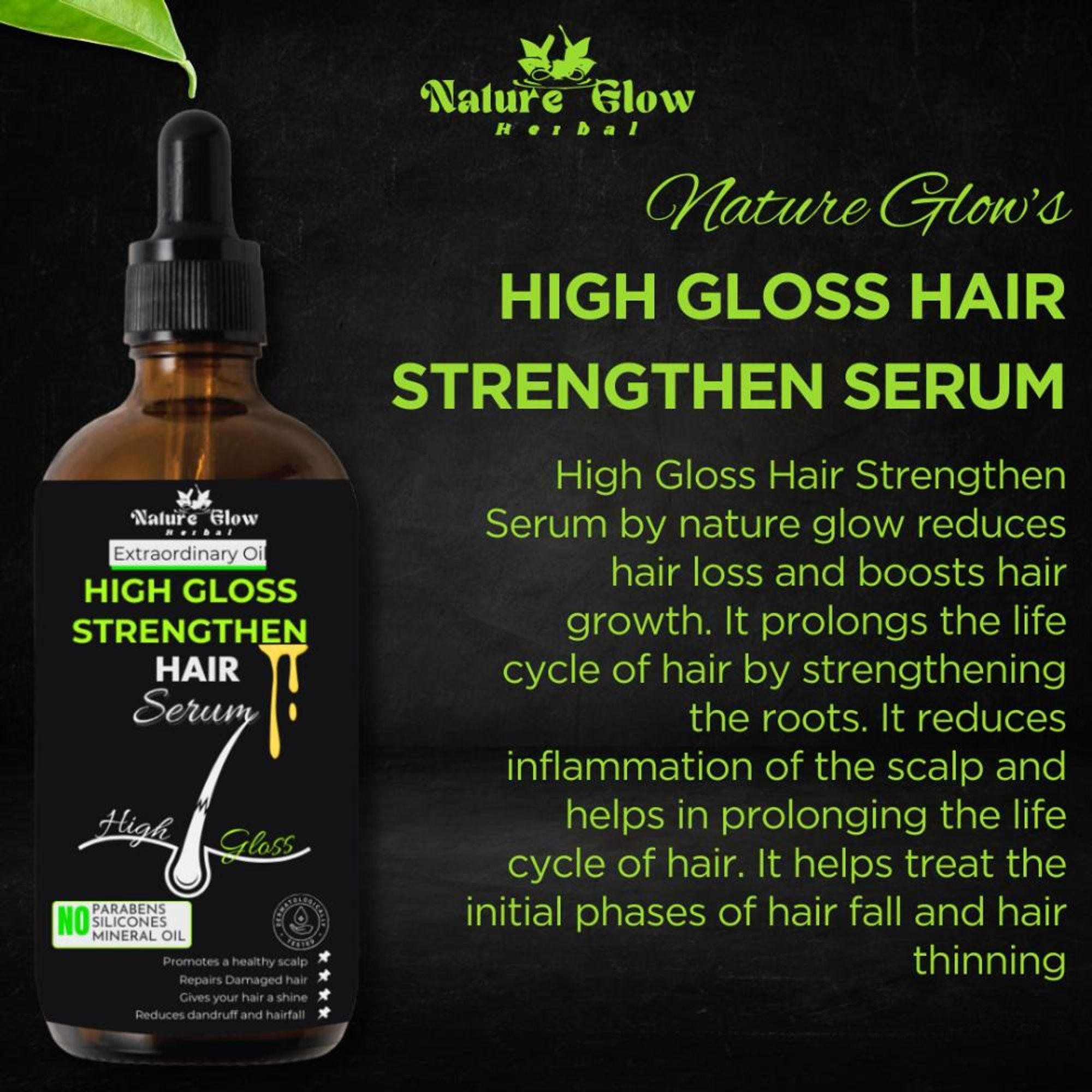 Nature Glow Herbal High Gloss Strengthen Hair Serum - Distacart