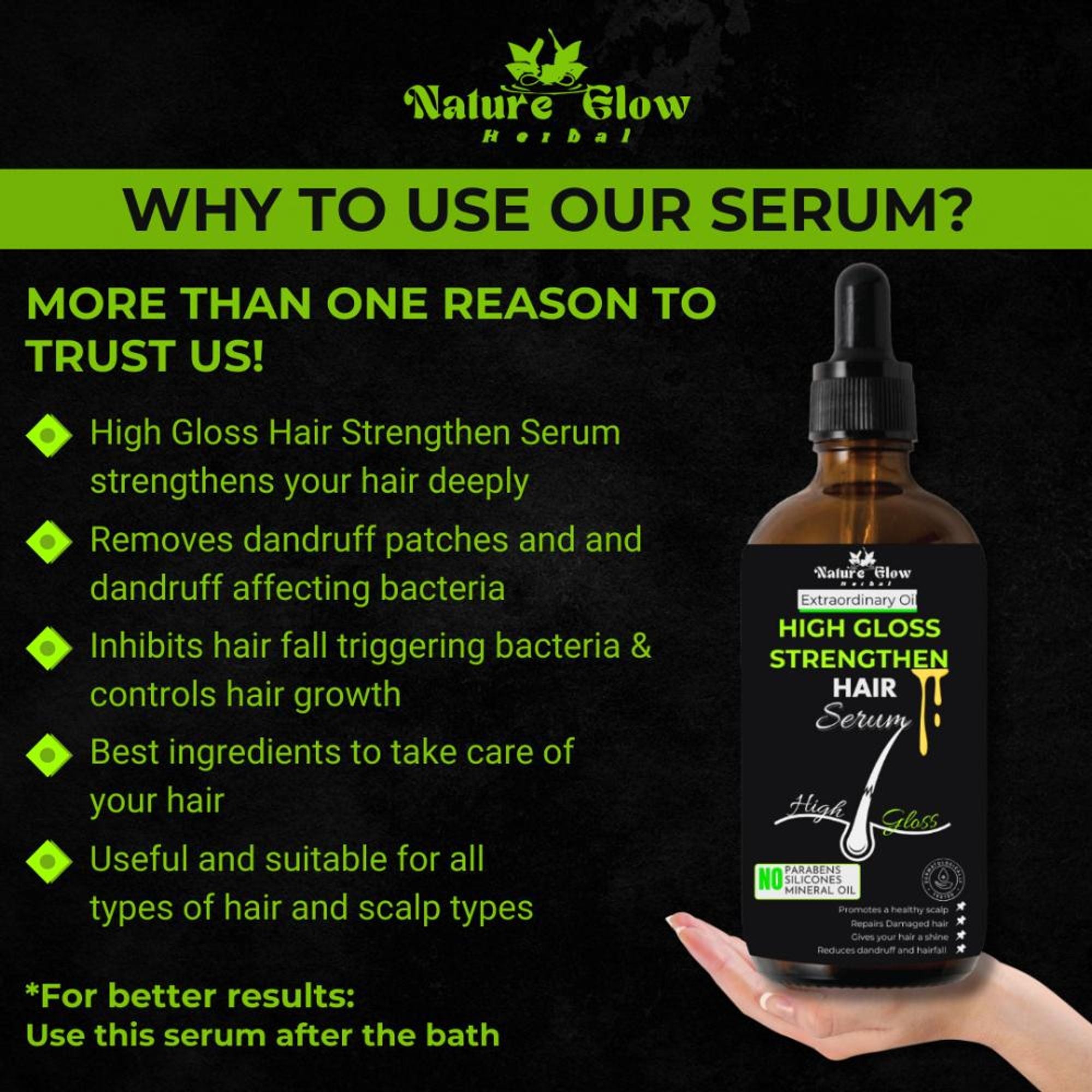 Nature Glow Herbal High Gloss Strengthen Hair Serum - Distacart