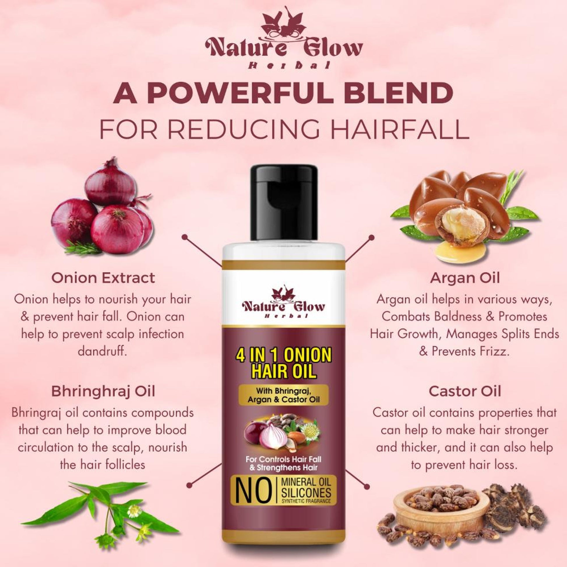 Nature Glow Herbal 4-In-1 Onion Hair Oil - Distacart