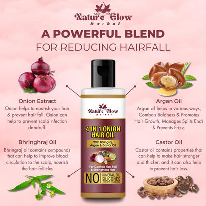 Nature Glow Herbal 4-In-1 Onion Hair Oil - Distacart