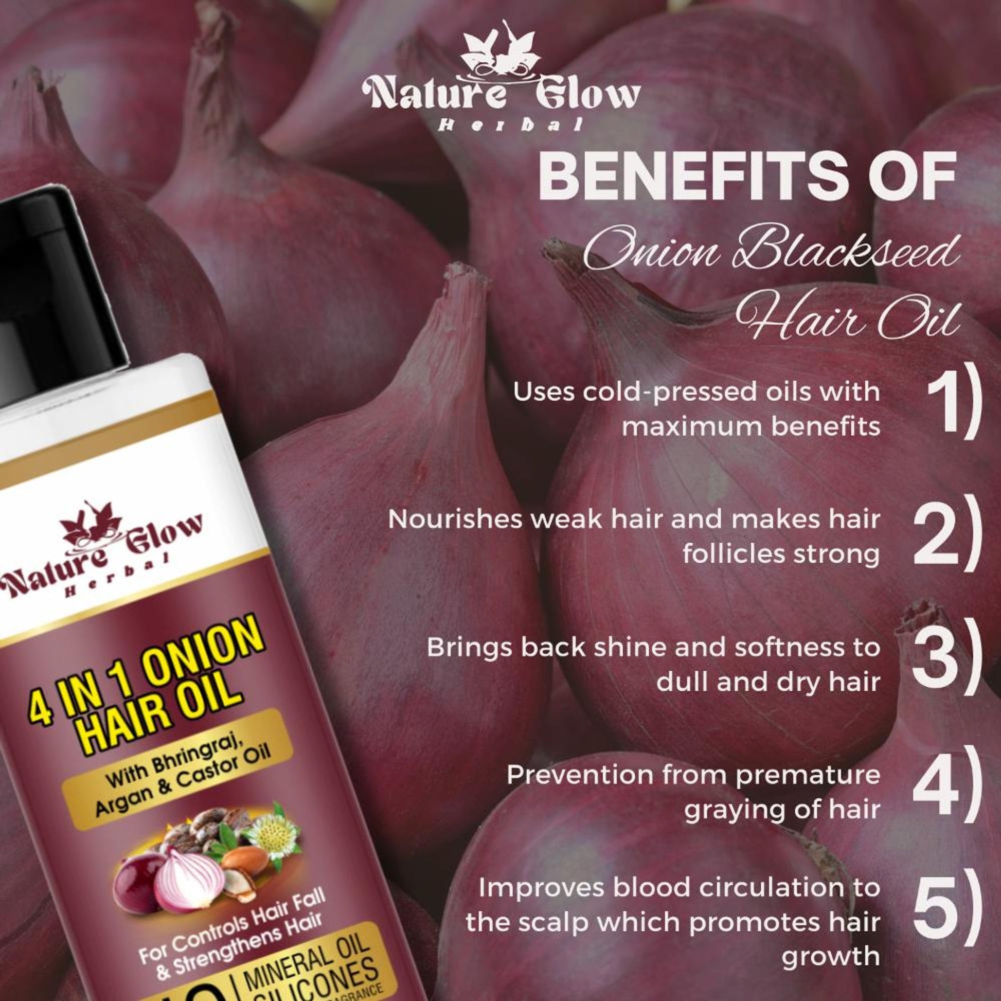 Nature Glow Herbal 4-In-1 Onion Hair Oil - Distacart